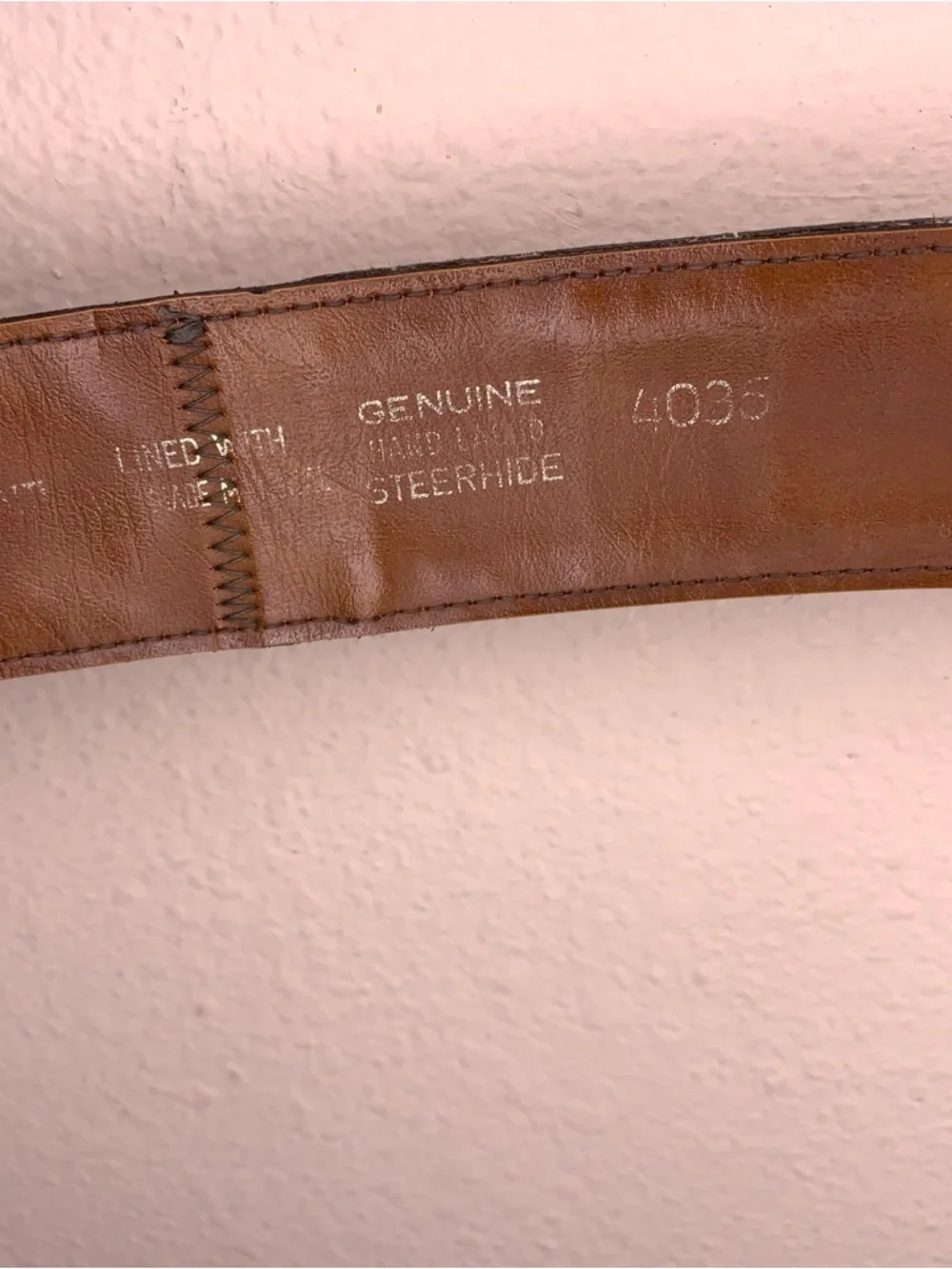 Vintage Lyntone Tan Brown Leather Belt Western Floral Accent Painted Steerhide